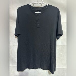 Vince Men’s Large Black 1/4 Button Pima Cotton T-Shirt Henley Classic MSRP $85